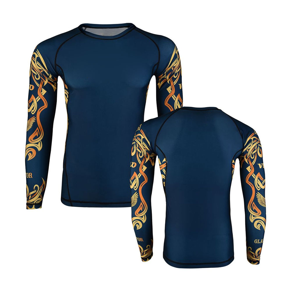 Rash Guards Full Sleeve Blue Golden – luckspotintl